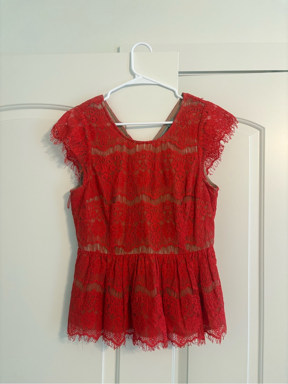 Maeve Red Lace Peplum Blouse
